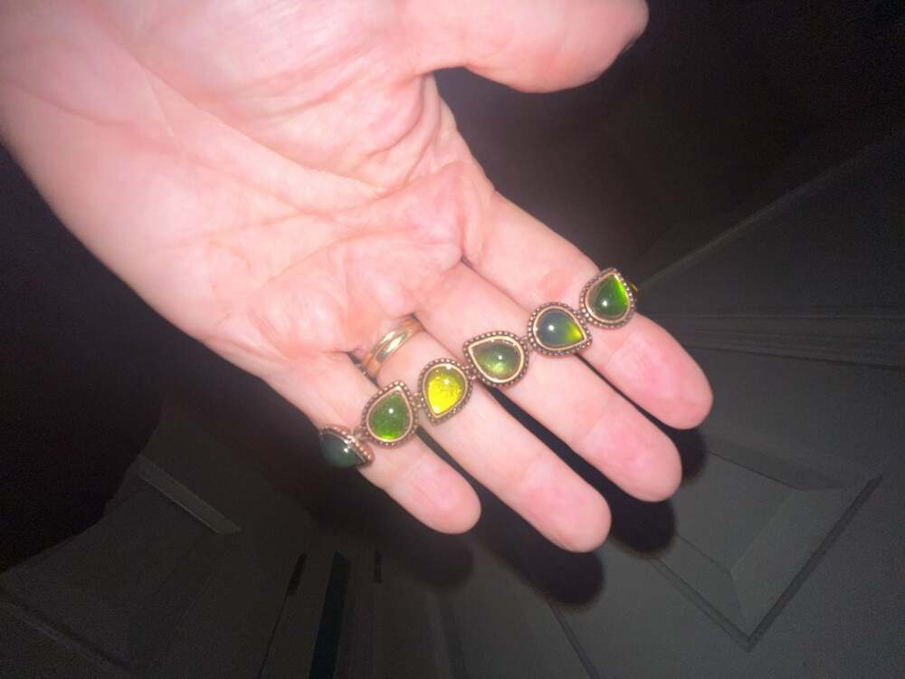 Liz Claiborne Copper-Tone Teardrop Green Cabochon Bracelet